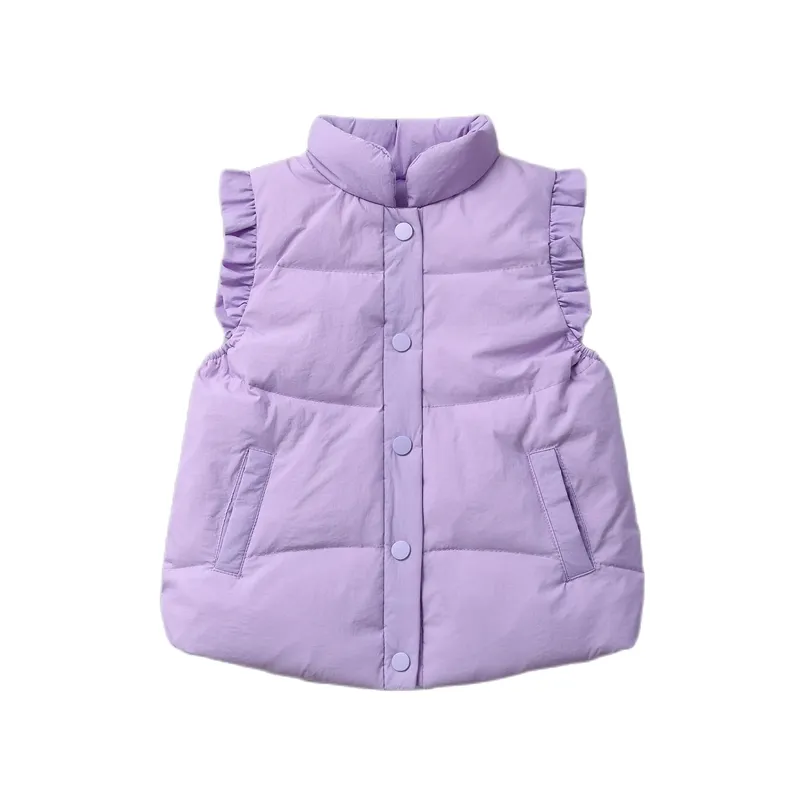 아기 소녀 아래로 Gilets 작은 겨울 민소매 복어 조끼 자켓 아이들인가 따뜻한 양복 조끼 어린이 아우터 코트 211011