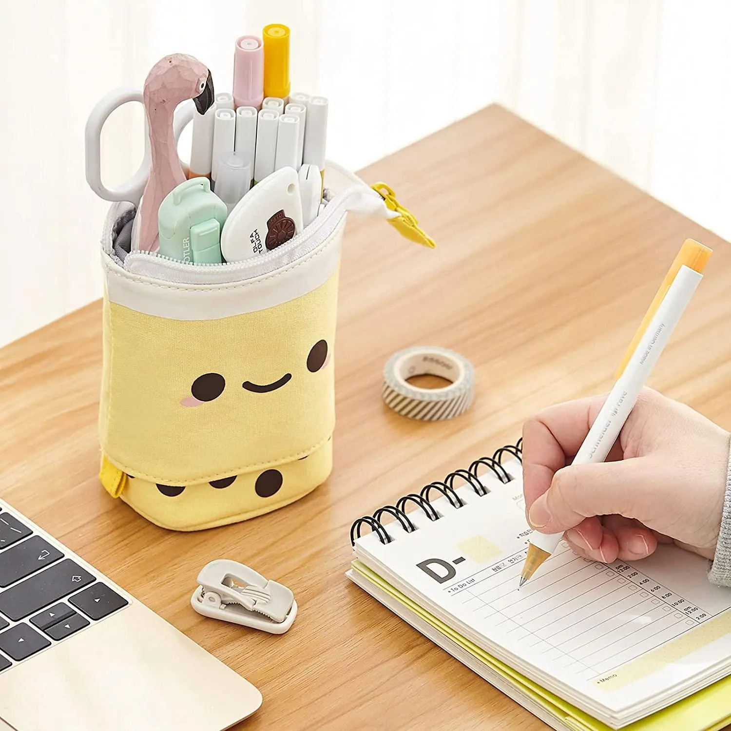 Kawaii Pencil Case With Cartoon Designs, Aesthetic Double Layers Stationery Organizer Bag, Cute Pen Bag Holder, Zippered Desk Storage Marker Box School Supplies For Back To School (Pink