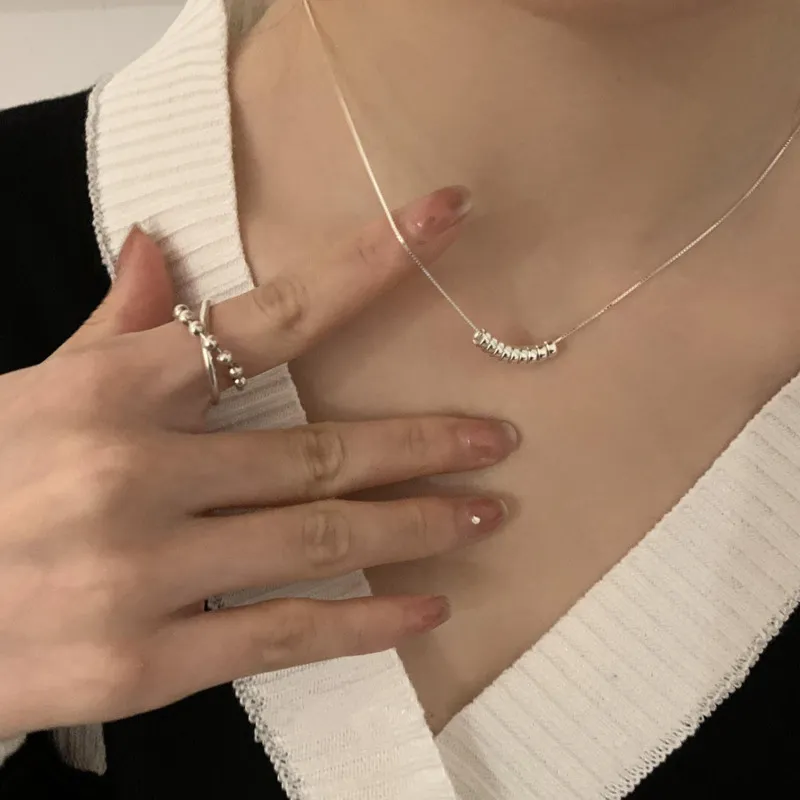 925 Стерлингового серебра Маленькие бусы Ожерелье Женское Свет Роскошное Небольшое Дизайн Ожерелье W220303