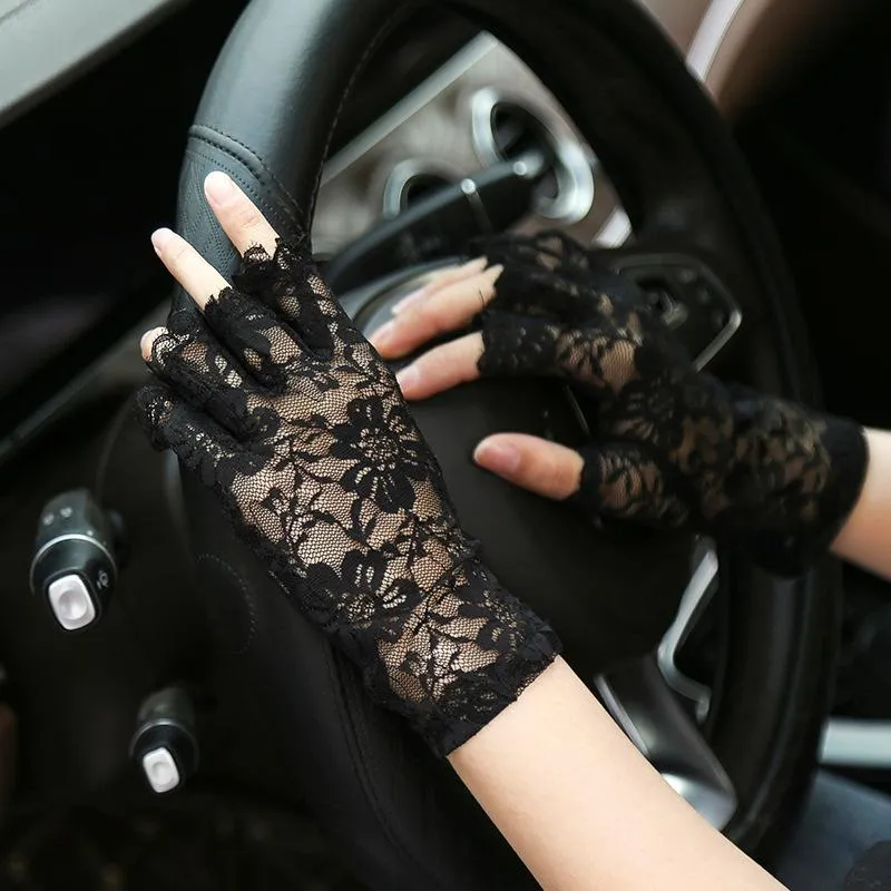 Summer Y Lace Lace Fingerless Gloves Anti UV Half Finger Mitten For  Cycling, Driving, And Outdoor Activities Fashionable Elastic Mittens For  Women From Dh_seller2010, $1.45