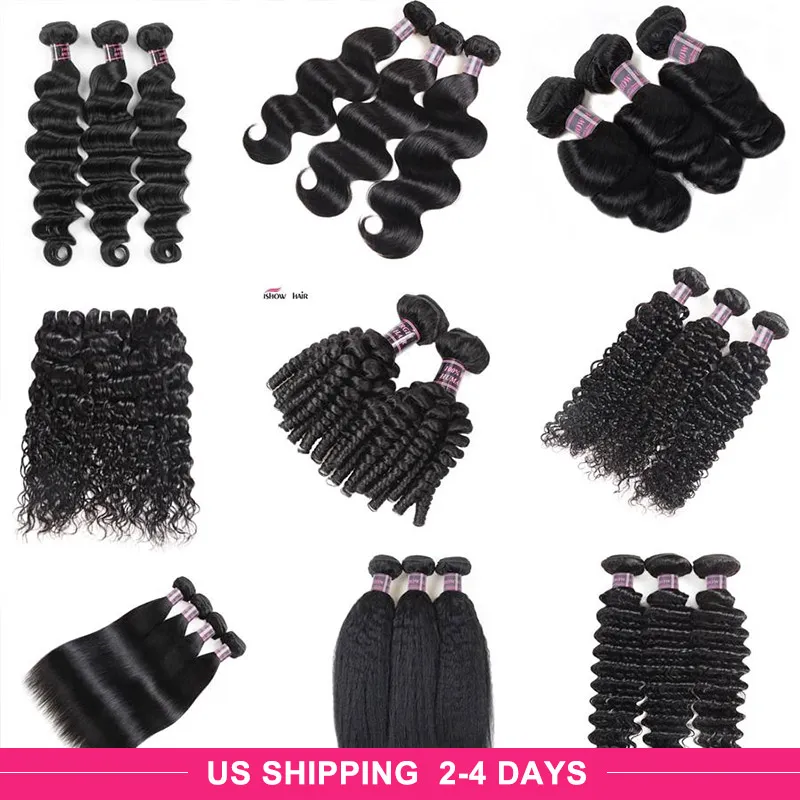 8-28 "Deep Loose Brasilian Body Wave Hair Extensions Obehandlat Peruvian Human Hair Buntlar Deep Wave Water Curly Hair Weave Buntar