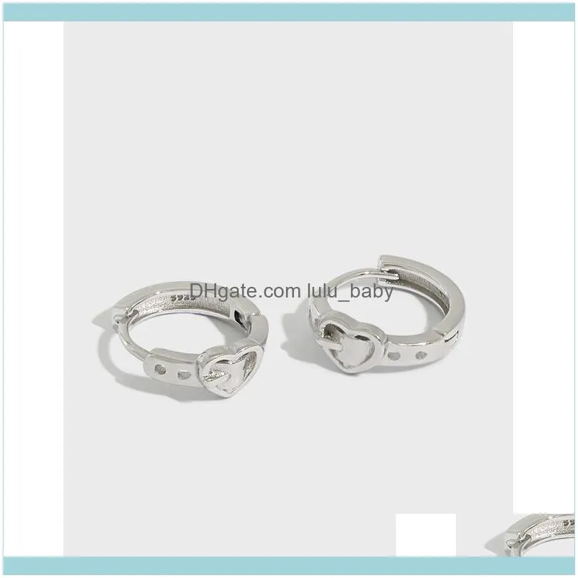 11.5mm*5.4mm SMALL 100% REAL.925 Sterling Silver White /Goldlove Heart &Buckle Hoop Huggie Earring Charms TLE1205