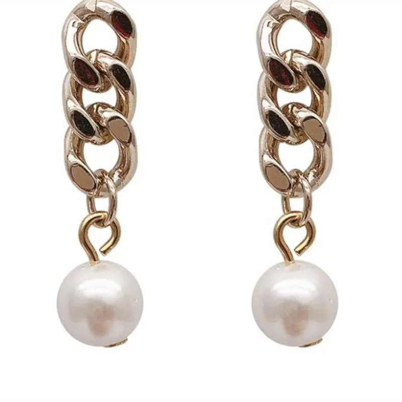 Orecchini a bottone per donna Orecchini pendenti semplici con perle Catena d'oro Gioielli di alta qualità