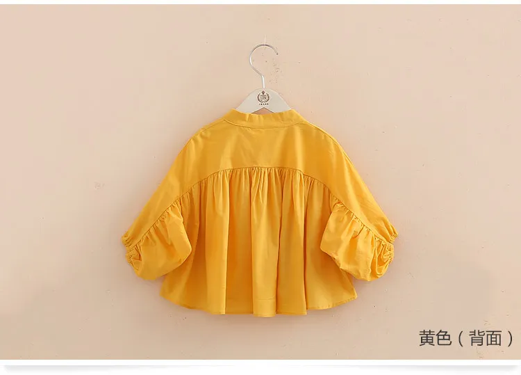 Kids Tops Spring Autumn New Fashion Baby Children Mandarin Collar Solid Color Long Sleeve School Girls Blouses Shirt (8)