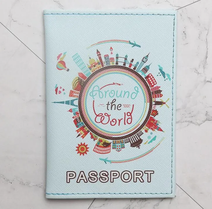 Posiadacze karty 20pcs Kobiety Pu Podróżujmy List World Letter Travel Passport Cover CORM COLD