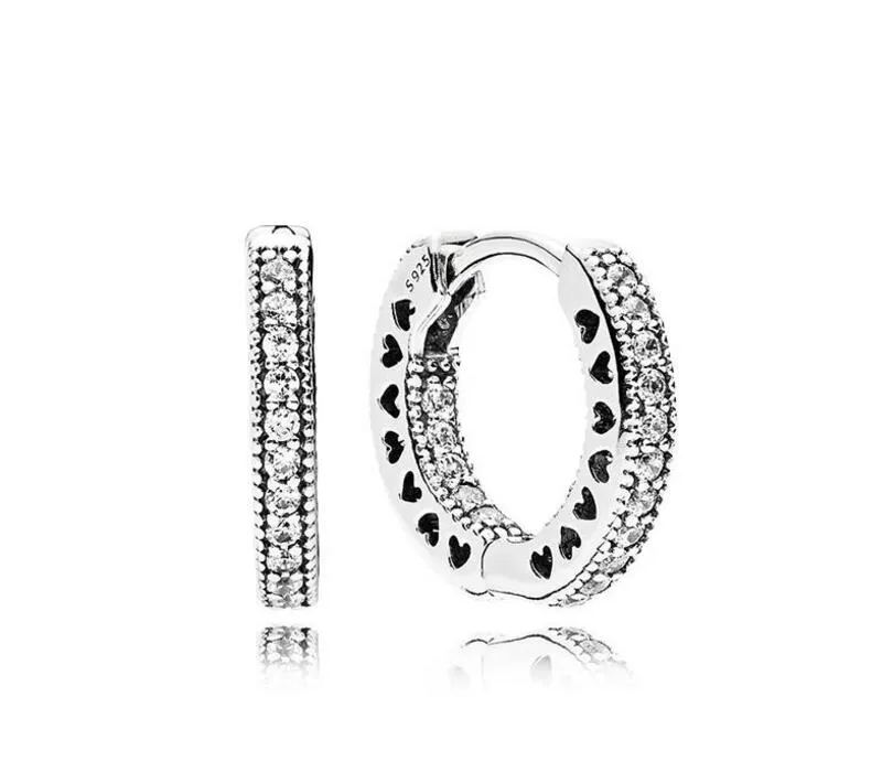 Autentici orecchini di design di lusso con orecchini a bottone in argento 925 con diamanti per orecchini Pandora Love con scatola originale