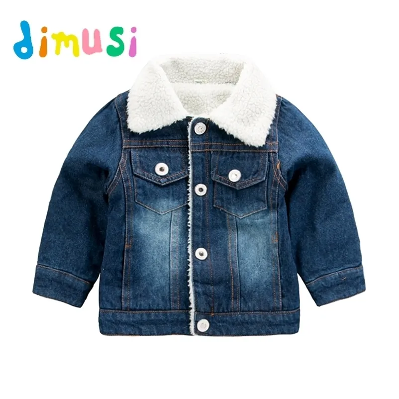 Dimusi Winter Jeansjacke Jungen Jeans s Retro Plus Dicker Samt Denim Kinder Taktische warme Windjacke Mäntel 211204