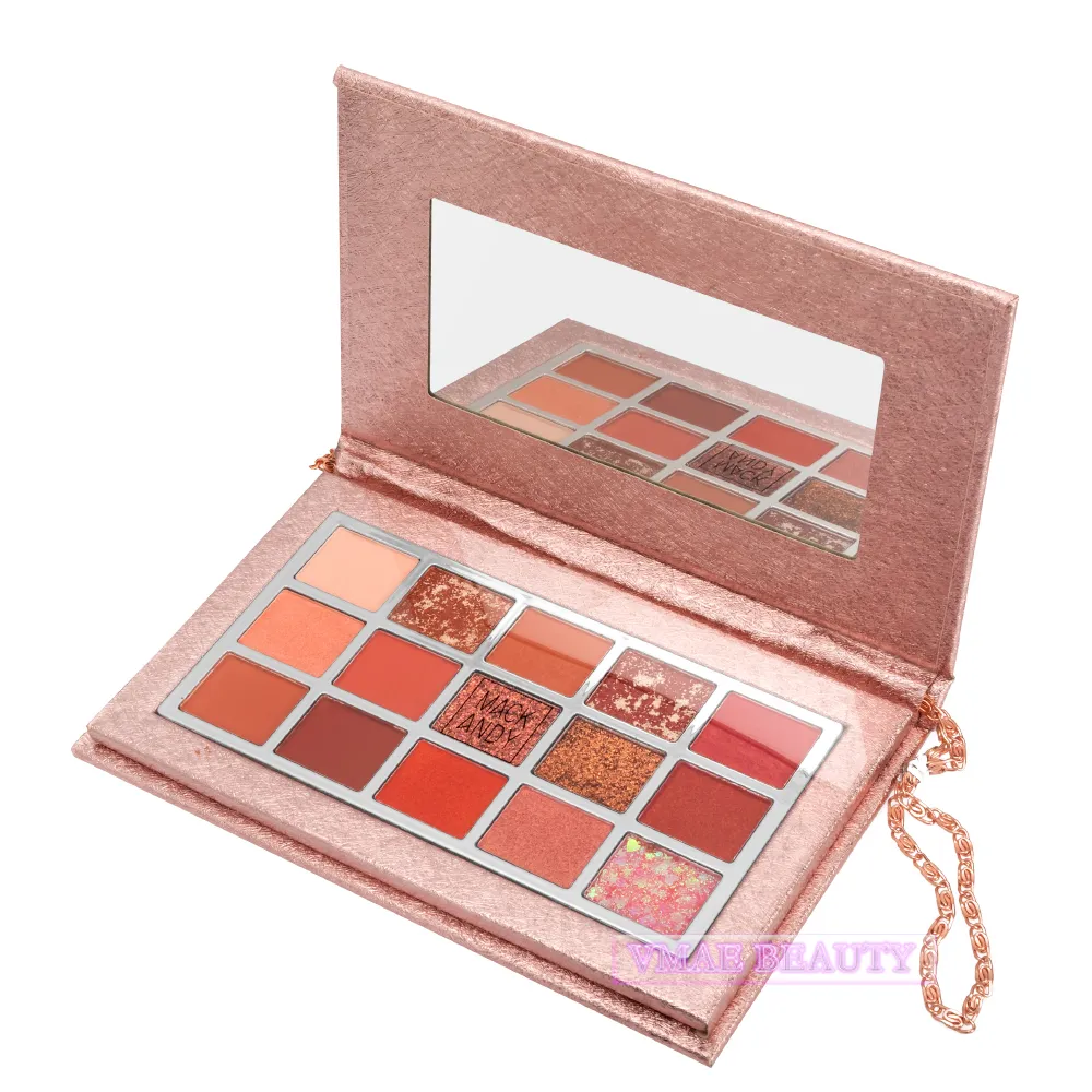 VMAE Hot SaleModern Beauty 15 Color clásico Dos estilos Matching Shimmer Neutral Mate Lentejuelas Maquillaje Cadena Bolsa Forma Paleta de sombras de ojos