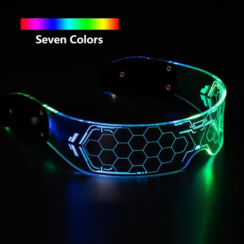 7 Kolor Dekoracyjne Grube Glass Kolorowe Luminous Goggles LED Zapal Eyeglasses do Bar KTV Halloween Boże Narodzenie urodziny