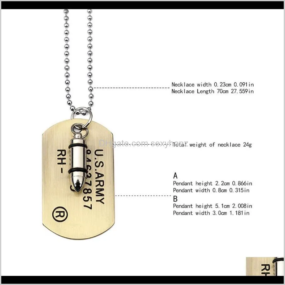 Stainless Steel Chain Jewelry Man Military Card Stainless Steel Dog Tags Pendant Necklace Fashion for Necklaces 70cm Long Beads Chain