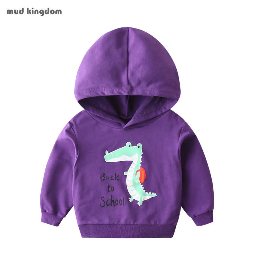Mudkingdom pojkar dinosaur hoodies bomull tecknad mönster långärmad höst mode barn toppar pojke kläder 210615