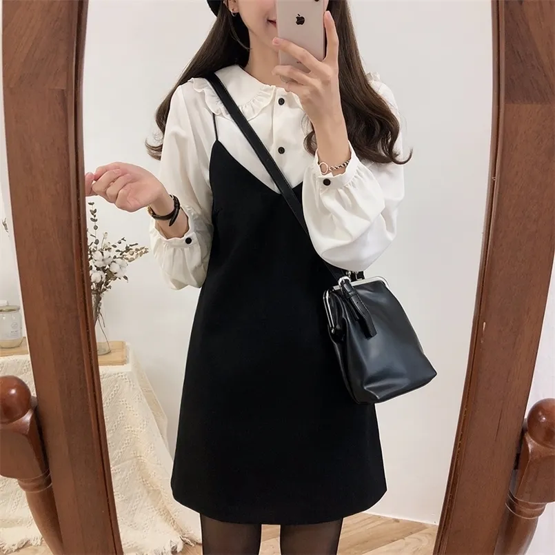 S-XL Spring Summer Women Dresses Female Girls Dress Suits 2 Piece Suit Sundress Sleeveless Black Vintage Robe Femme Vestido Prom 220221