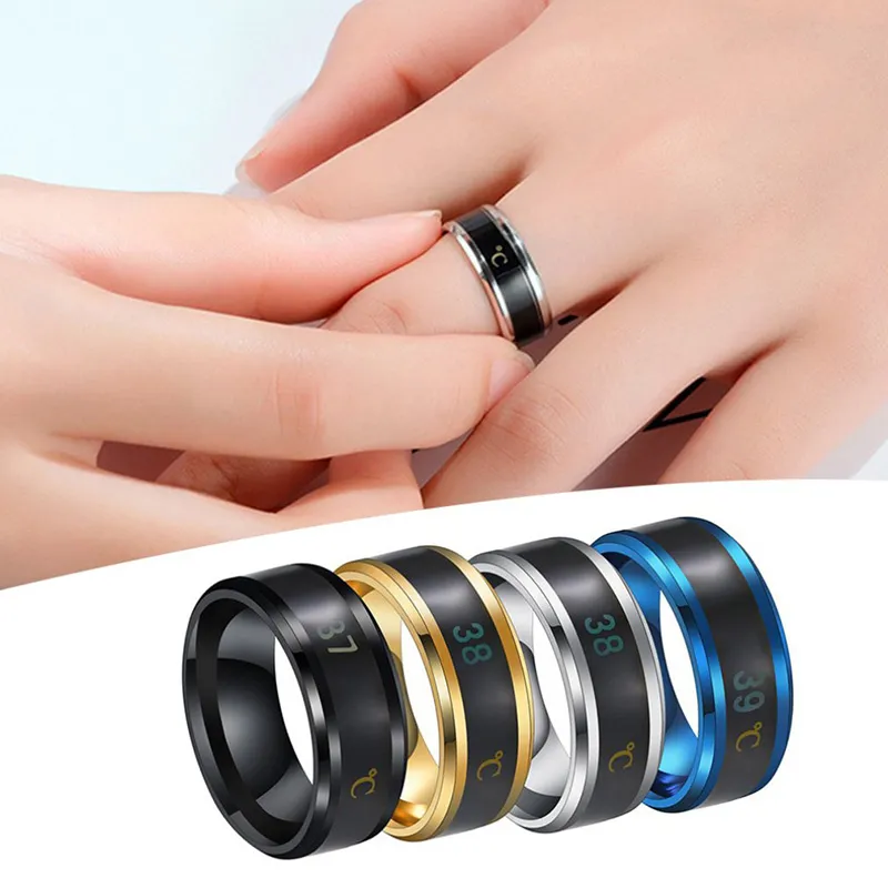 Magic Ring For Women Man Temperature Displays Smart Rings Personality Titanium Steel Finger Jewelry Accessories Size 6-12