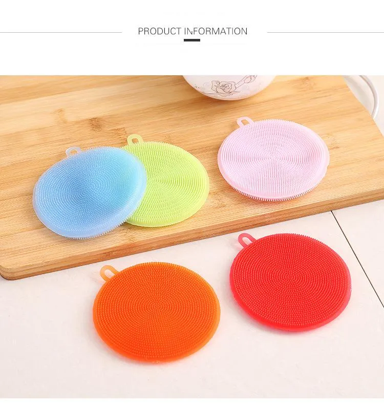 Multifunctional kitchen dishwashing brush Silicone safe non-stick oily material wipes heat insulation pads coasters brushes pots and bowls for household cleaning