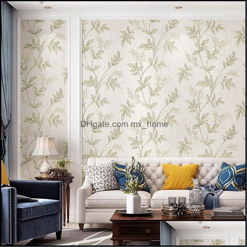 simple european fabric style unwoven wallpaper warm bedroom 3 D living room tv background wallpaper home