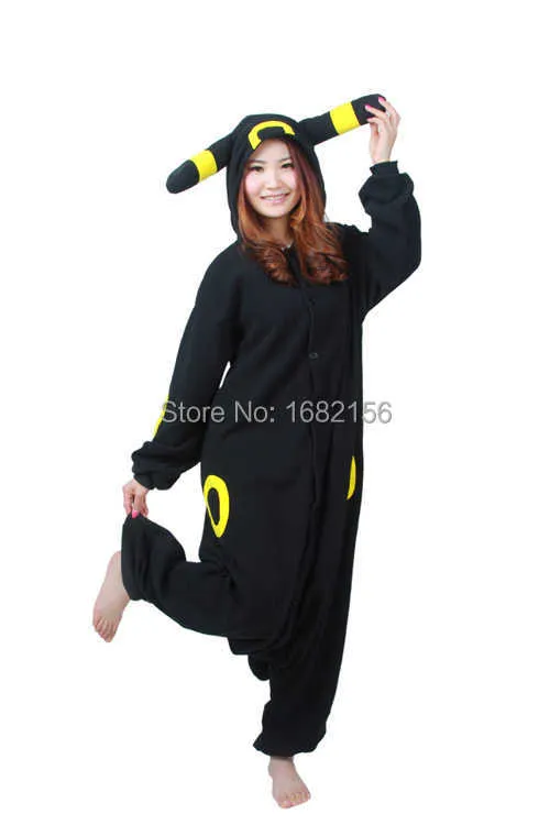 Kigurumi Vuxen Anime Cosplay Kostym Black Umbreon Onesie Unisex Cartoon Pajamas Party för kvinnlig Man Y0913