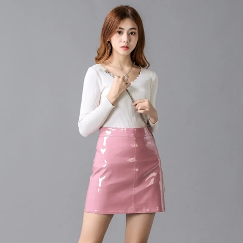 Pink faux leather a-line skirt clearance
