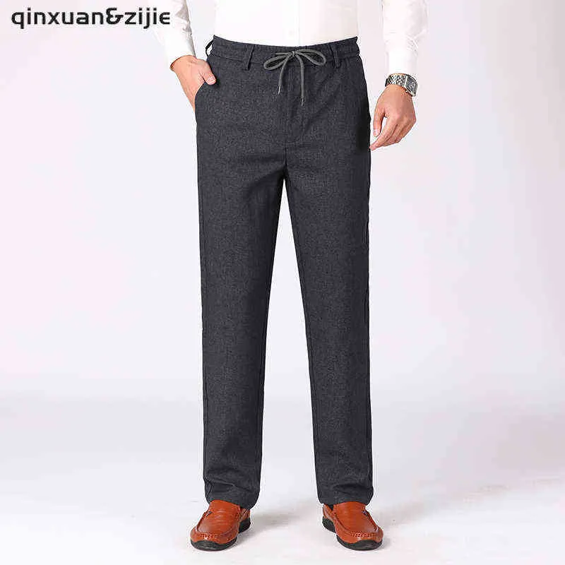 2021 Brand Solid Mens Casual Pants Plus Size Business Straight Trousers Wedding Work Slim Fit Elegant Stretch Pant Dropshipping Y220308