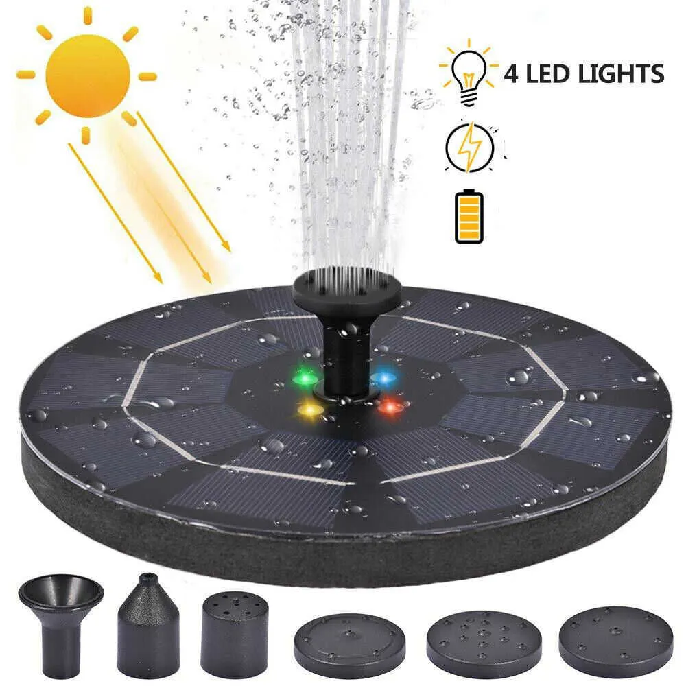 LED Solar Powered Water fontana Pompe flottante giardino cascata pompa piscina stagno uccello bagno per decorazione all'aperto 210713