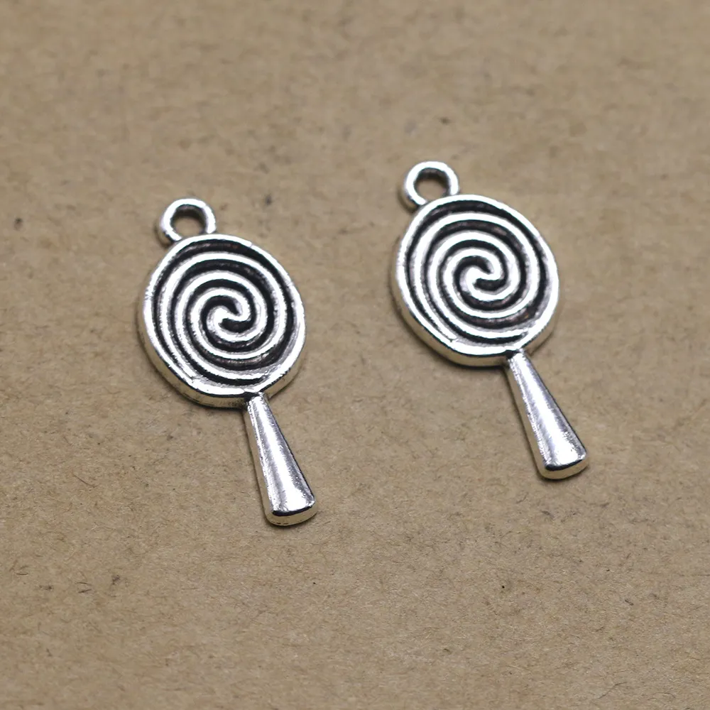 Lolipop Charms Antik Kolye, Vintage Tibet Gümüş Takı, DIY Takı Aksesuarları Bilezik Kolye 24 * 11mm için