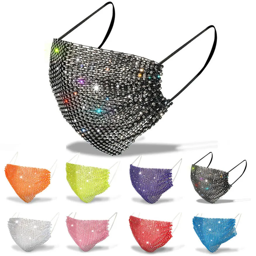 designer ansikte mask svart vit rosa röd blå mode rhinestone masker kvinnor sommar solskyddsmedel tunn sequin dekoration ljus diamant ansiktsmask