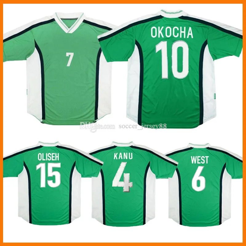 Футбольные майки в стиле ретро 1998 года OKOCHA NIGERRIa KANU OLISEH Finidi YEKINI NIGERRIAER BABANGIDA 98, классические винтажные футбольные майки из ДЖЕРСИ