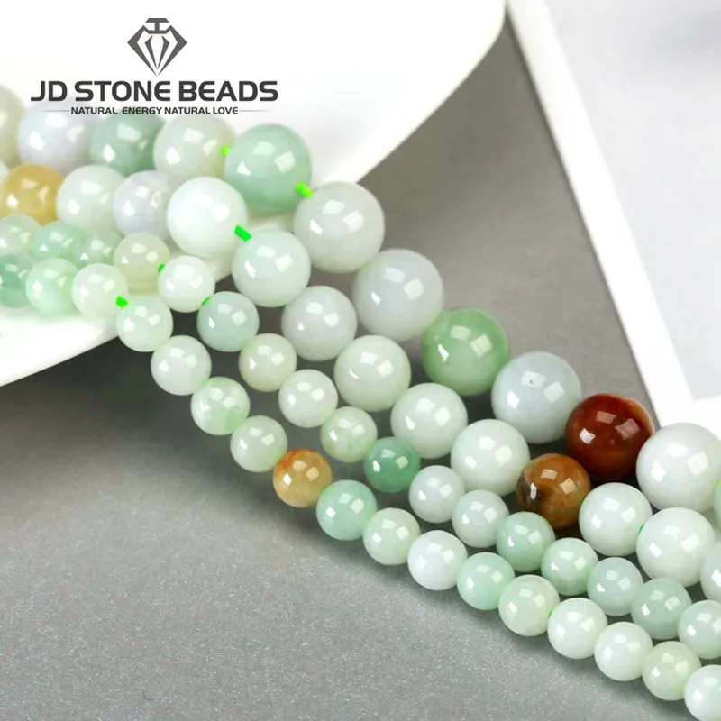 Emerald Jade Beads Pick Size Natural Myanmar Jade GEM Stone 6 8 10mm Necklace Ornaments High Quality Beads Energy Stone Beads Q0531