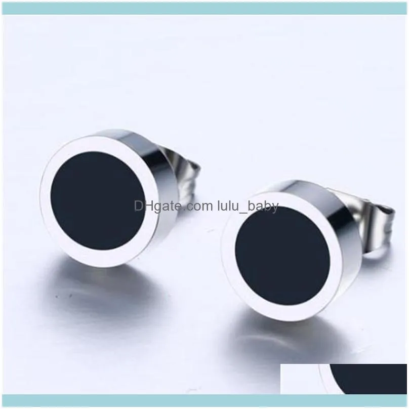 Stainless Steel Enamel Earrings For Men High Polished 4colors Circular Fashion Jewelry Boyfriend Simple Gift Hoop & Huggie
