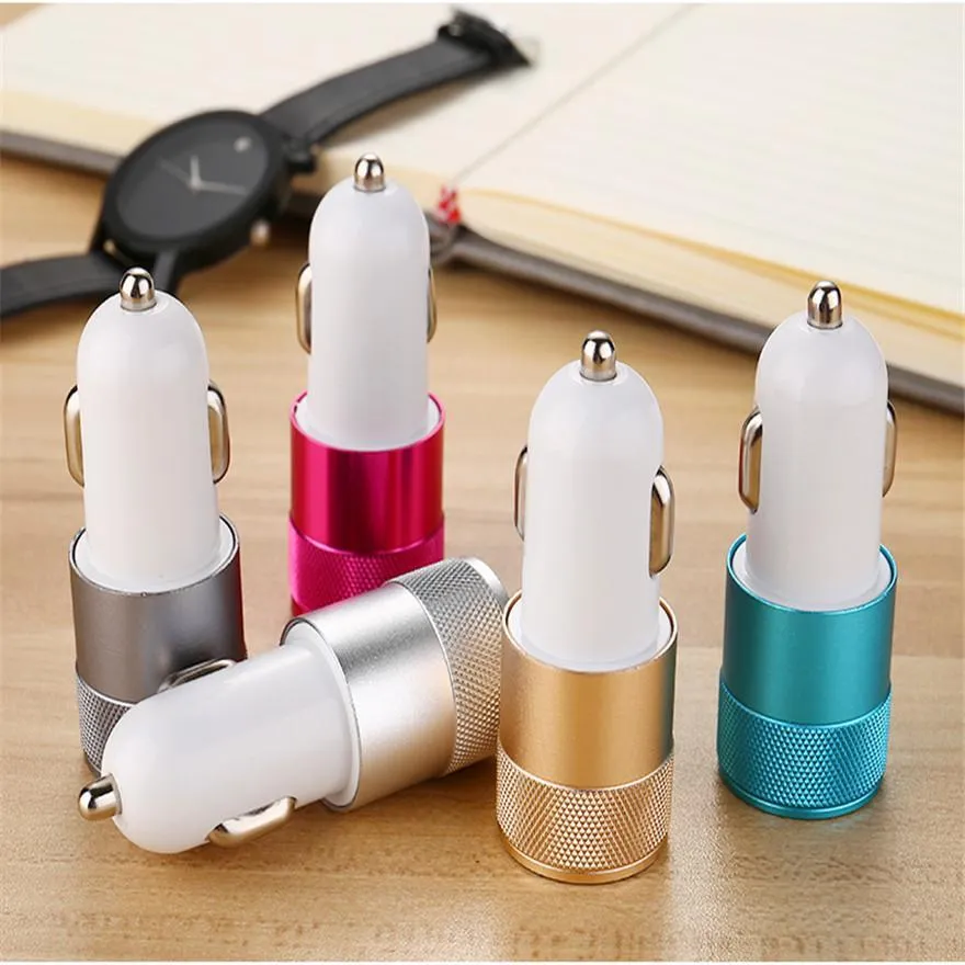 Metal Dual USB Port Car Fast Charging Adapter Charger Universal ...