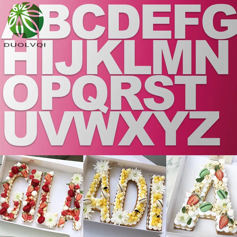 Duolvqi 1 Set Lebensmittelqualität PET Alphabet Kuchenformen Keks Schokolade Gebäck Dekorieren Backform DIY Geburtstagskuchen Fondant Werkzeug 210225