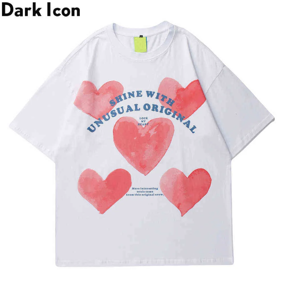 Heart Oversized Streetwear Herr T-shirt Kortärmad Hip Hop Tshirts Man Kläder 210603