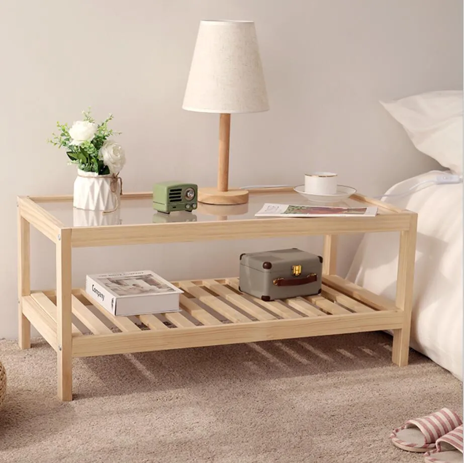 Solid Wood Tea Table 804034cm Modern Rectangle Coffee Table for Bedroom Living Room Small Family Bedside 2024 Creative Tables