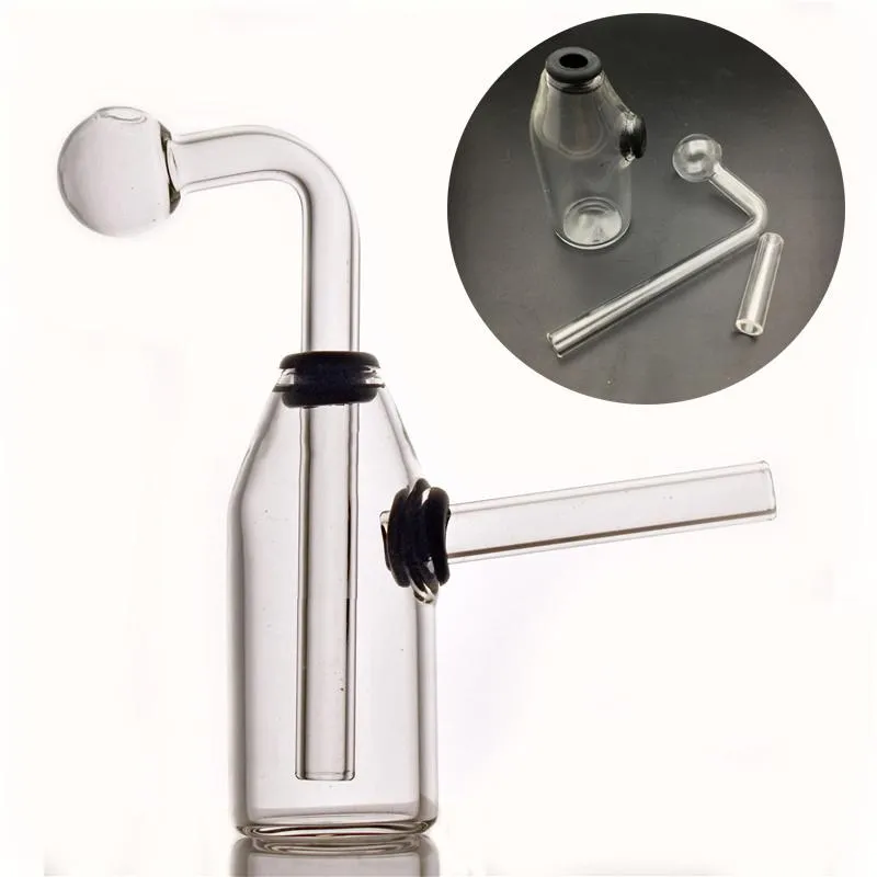 Taille de la main DAB Plateaux Mini Verre Huile Brûleur Bong Travel Bongs Bongs 4.5 "Inch Resilieries à huile Bécher avec Pot de compilation détachable Détachable