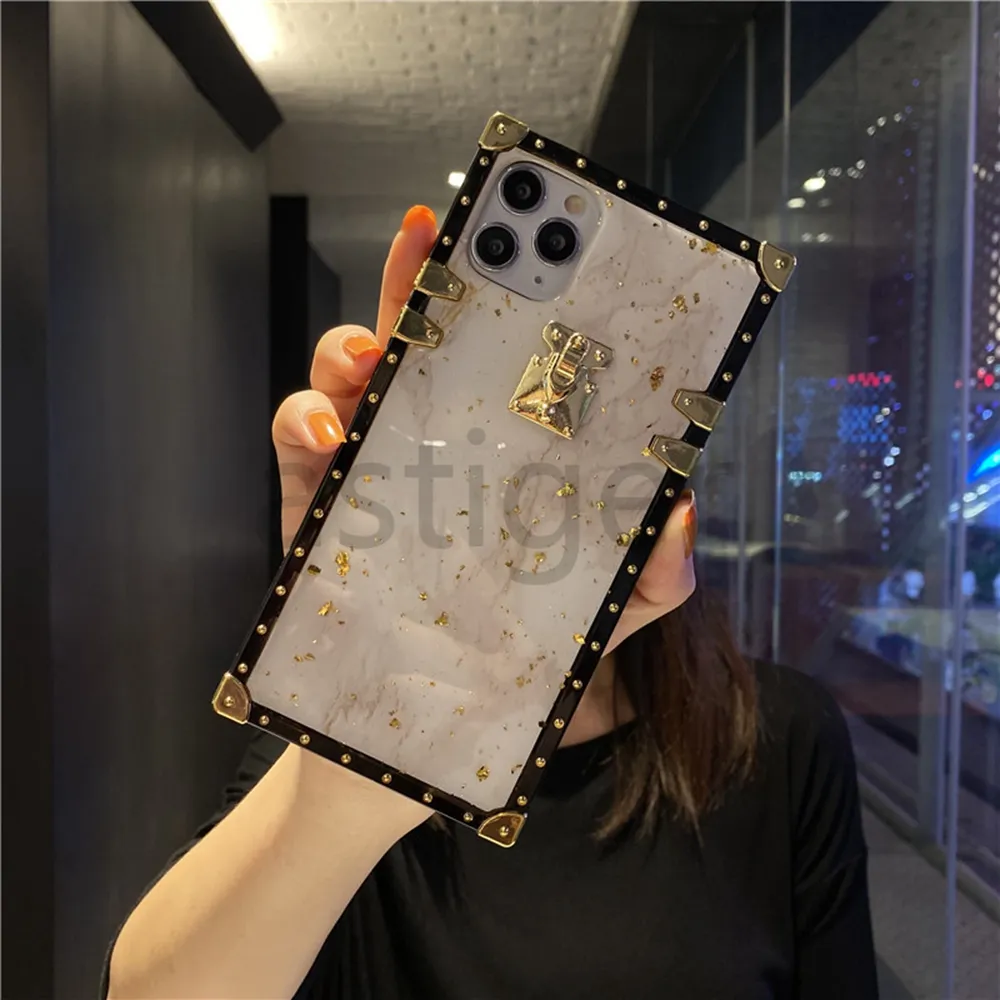 Квадратный Мрамор Трещины Шаблон Моды Дизайнеры Телефона Чехлы Для IPhone  12 11 Pro Mini XR XS MAX 7 8 Плюс Золотая Фольга Крышка Фольги От Astiger,  386 руб. | DHgate