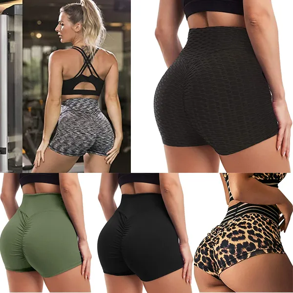 Short de Yoga pour femmes, tenue froncée, taille haute, pantalon court de levage des fesses, 7PWL, 2024