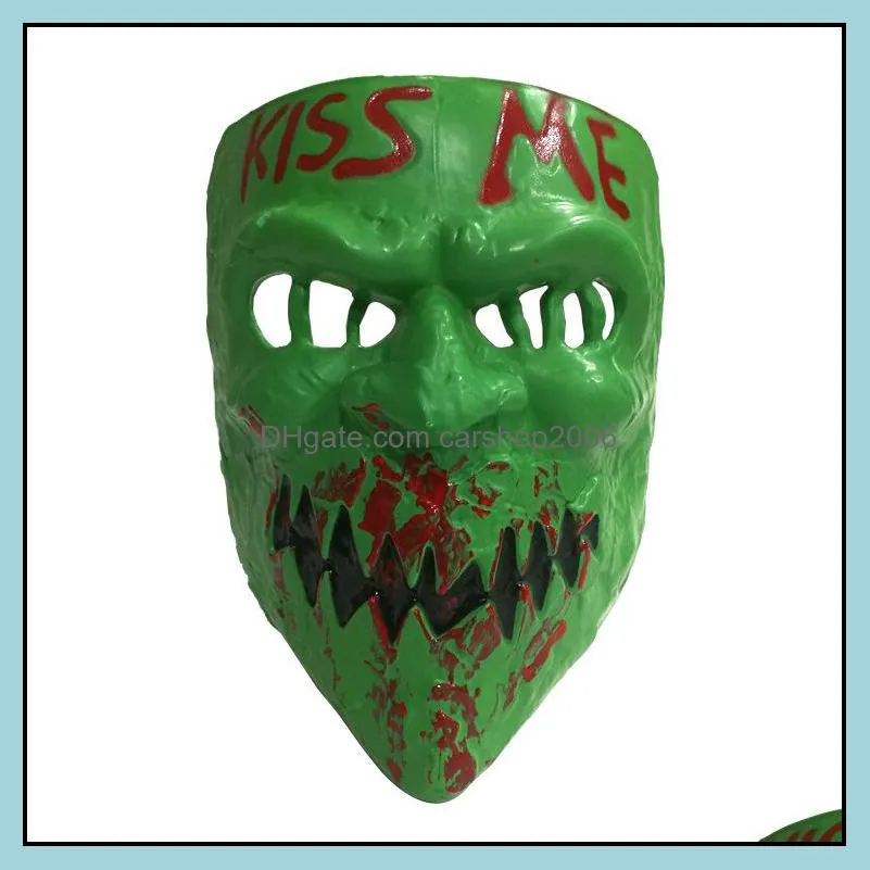 New Kiss Me Horror Mask Scary Halloween Mask Full Face Horror Devil Masquerade Masks Halloween Cosplay Prop Party Supplies DBC VT0946