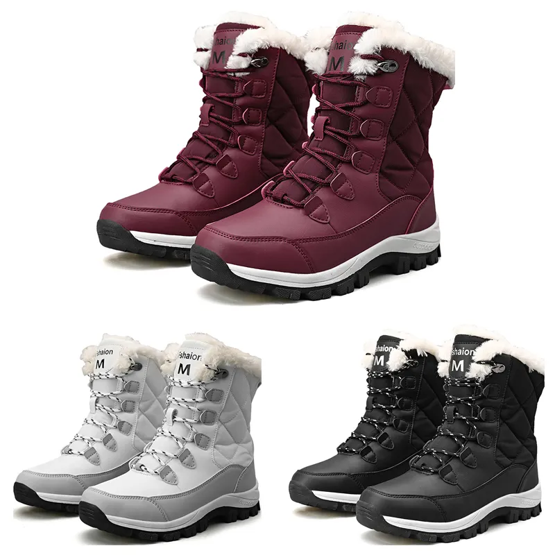 wholesale No Brand Femmes Bottes Haut Bas Noir vin blanc rouge Classique Cheville Courte botte d'hiver de neige pour femme taille 5-10