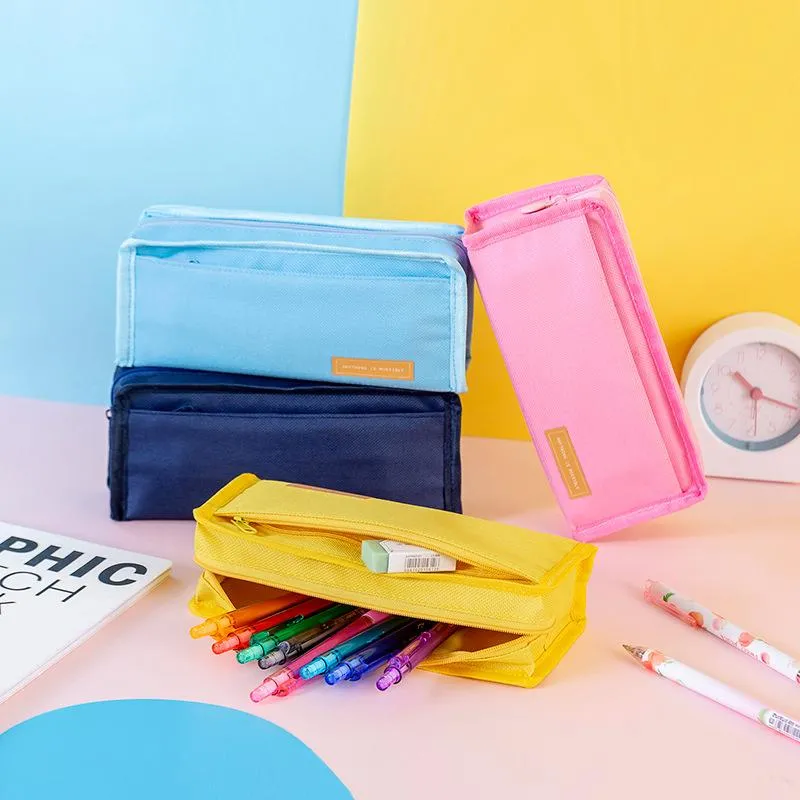 Sacos de lápis Casos coloridos de grande capacidade Creative Korea Fabric Pen Case Case Escola Office Supplies Statissices 05089
