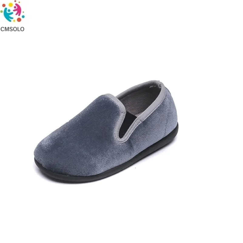 CMSolo Peuter Jongens Meisjes Slippers Fluwelen Loafer Breedte Nieuwe 2021 Winter Kids Schoenen Flat (kies volgens maattabel) 210312