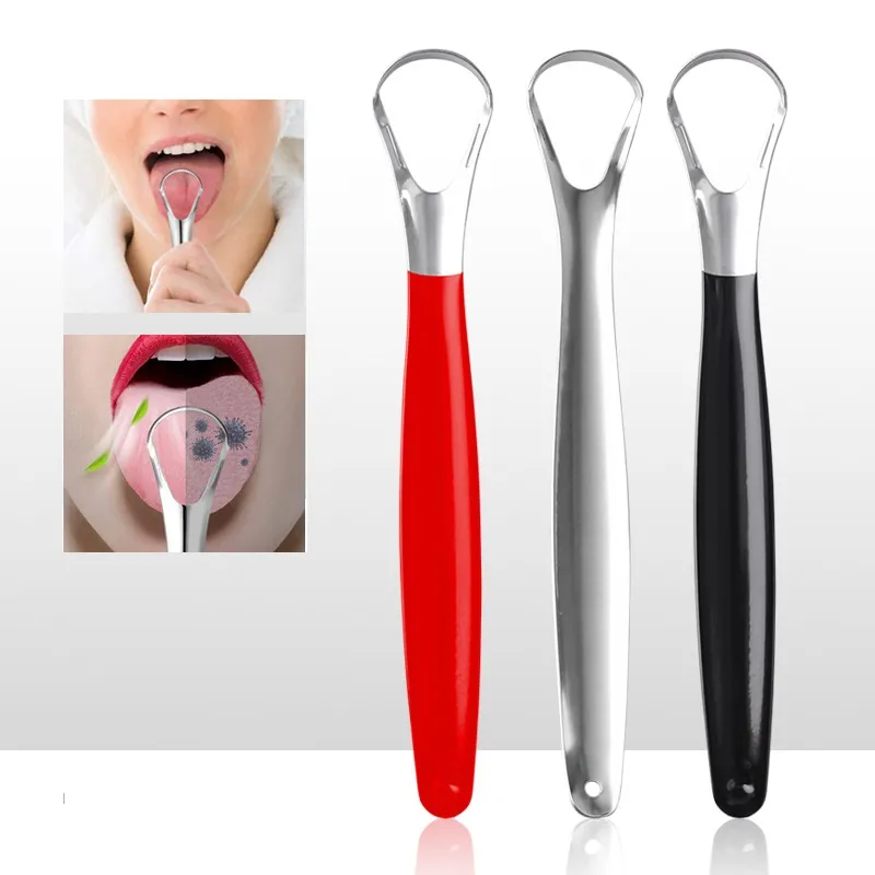 5 couleurs revêtement grattoir à langue outil de nettoyage buccal réutilisable brosse à gratter en acier inoxydable supprimer l'halitose maintient l'hygiène des gencives