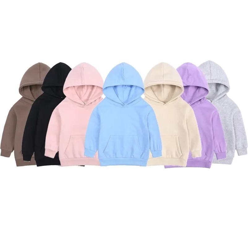 Bebek Çocuk Erkek Kız Giysileri Bahar Sonbahar Ceket Toddler Kapşonlu Katı Düz ​​Hoodie Kazak Çocuklar için Ceket Tops 211204