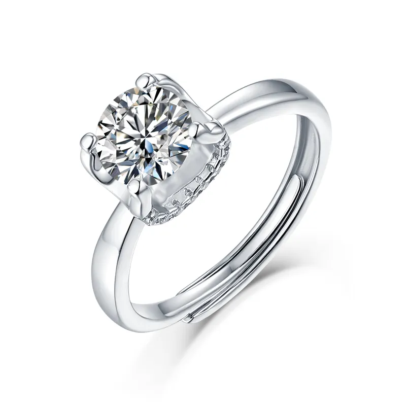 Anziw 925 Sterling Silver Moissanite Diamond 05CT / 10CT / 20CT / 30CT pierścionek zaręczynowy Regulowany rozmiar dla kobiet Biżuteria Prezent