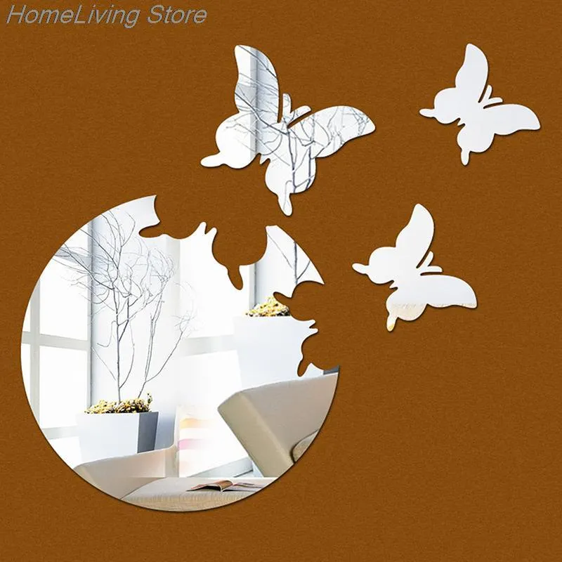 Mirrors 3D Butterfly DIY Mirror Wall Sticker Aesthetic Room Decor Stickers Decal Bedroom Bathroom Home Treandy