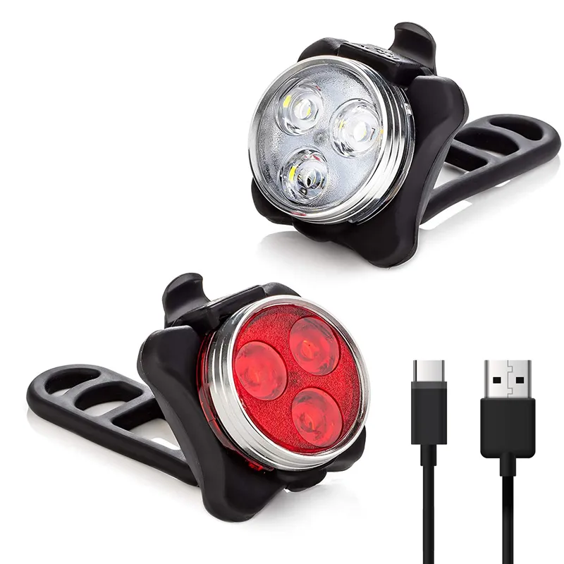 USB 충전식 LED 자전거 라이트 자전거 전면 및 후면 헤드 램프 안개 램프