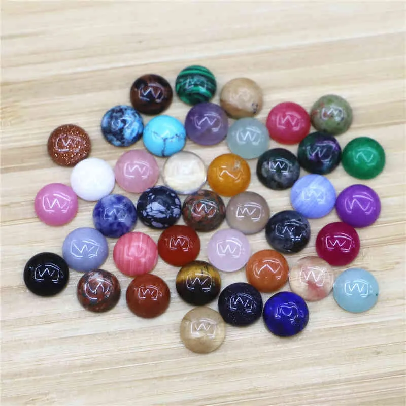 40pcs Natural Stones Round Loose Cameo Fit DIY Ring Earrings for Jewelry Making 6 8 10 12 14 Mm Beads Cabochon