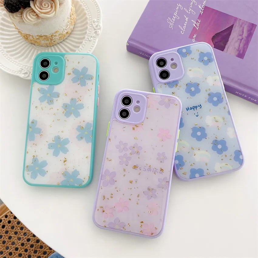 Camera Protection Rainbow Flower Phone Cases For IPhone 12 11 Pro Max XR X 8 7 Plus Soft Silicone Gold Foil Mobile Shell Case From Saywant, $1.98 | DHgate.Com