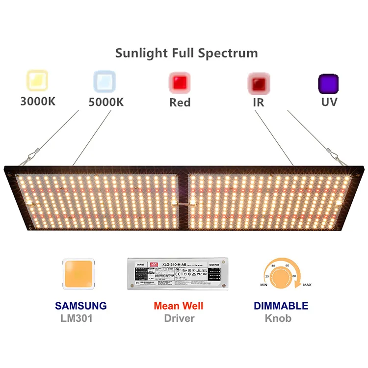 CRXSUNNY 240W SAMSUNG LED Grow Light Full Spectrum IR UV LM301B LM301H V3 LED屋内植物のための調光型成長ランプ