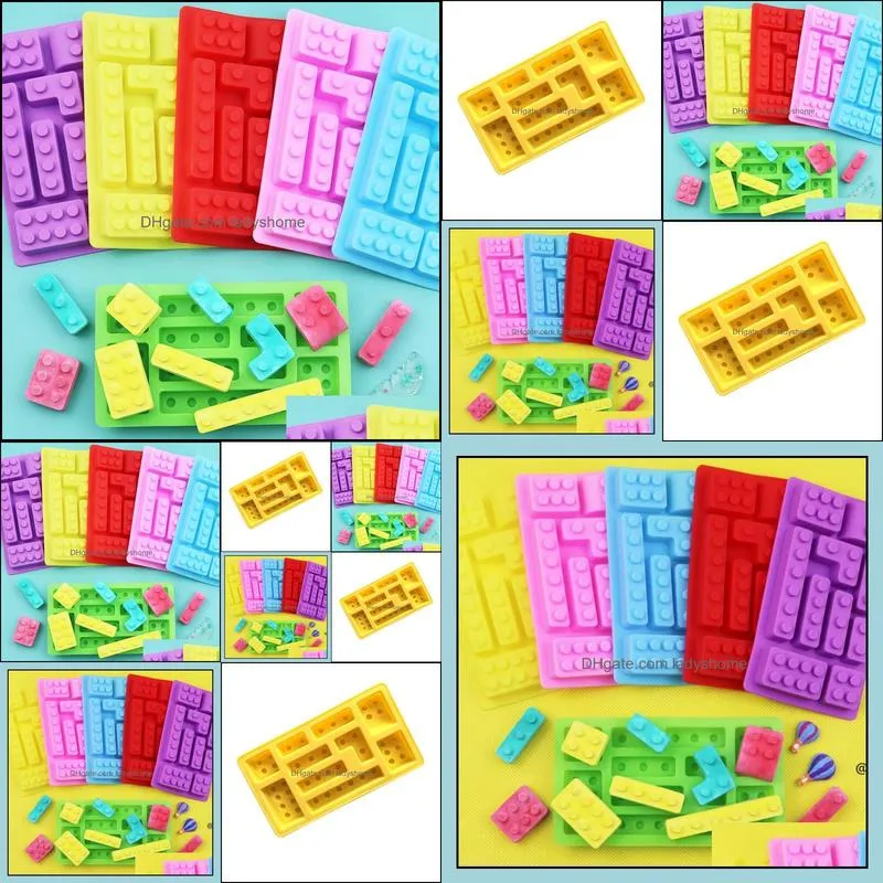 10 Holes Brick Blocks Shaped Cake Moulds Delicate Rectangular DIY Chocolate Silicone Mold Ice Cube Tray Cakes Tools Fondant Molds