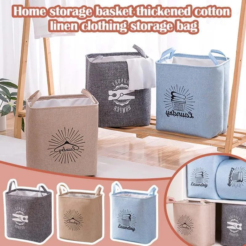 Storage Bags Lovely Printing Srorage Bag Thick Cotton Linen Clothes Quilt Wardrobe Organizer For Cupboards