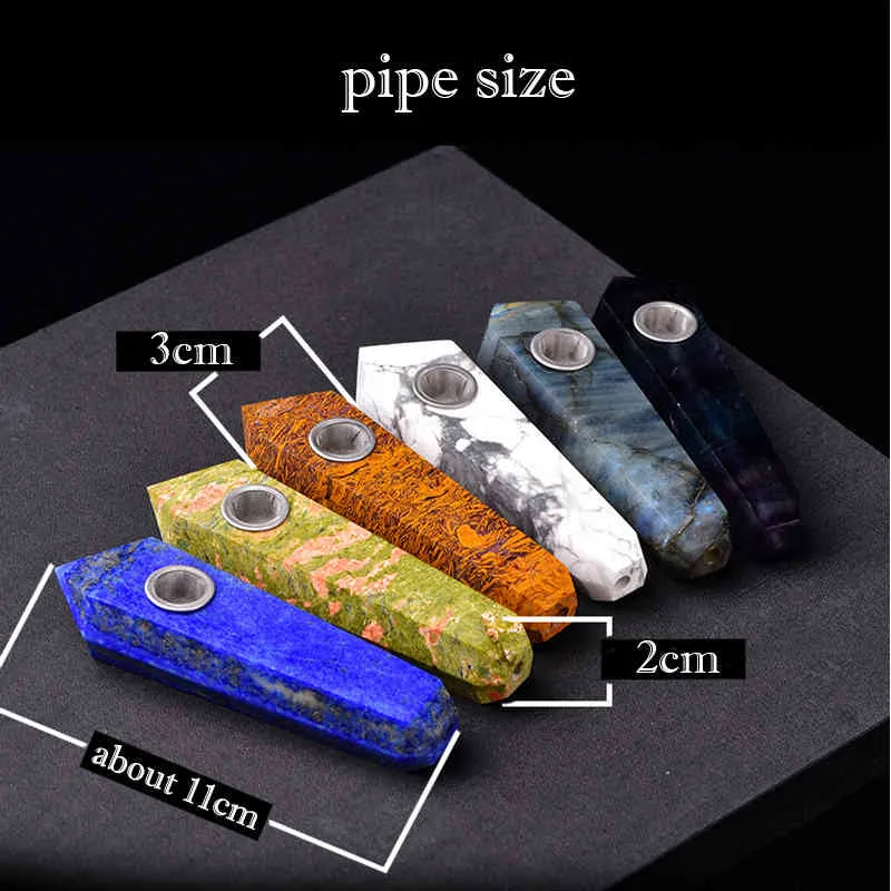 Natural Smoking Pipe Crystal Steen voor smoketobacc Healing Hand Pipes Carb Hole Gemstone Tower Quartz Point